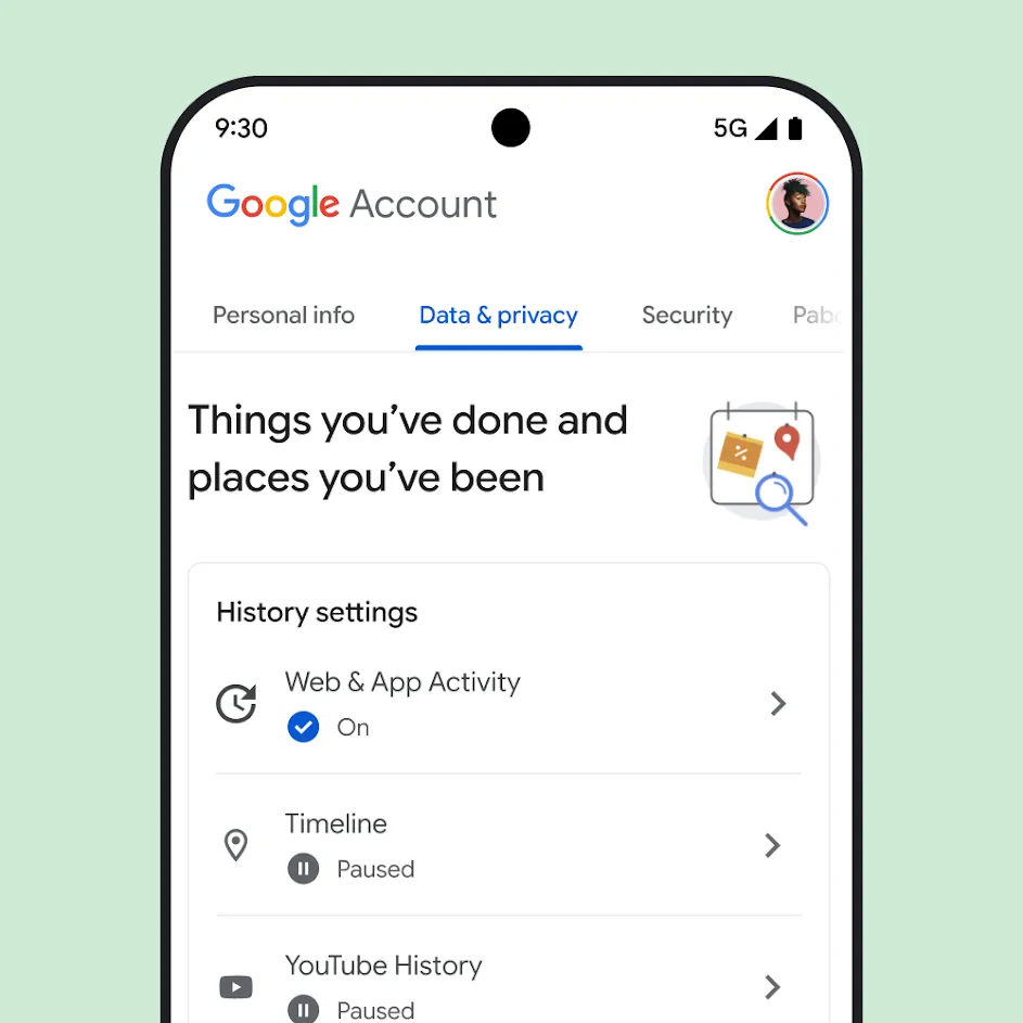 Image of Google My Account UI.