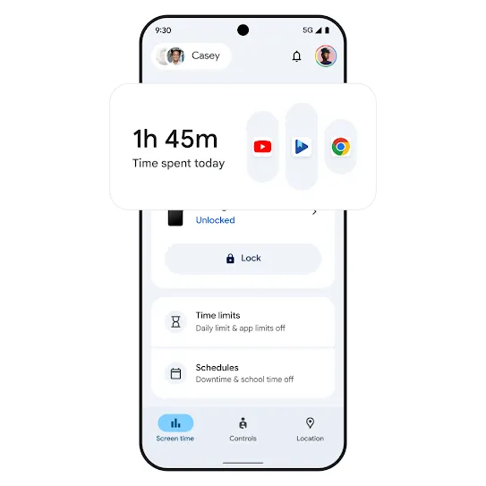 Phone image with screen-time results.